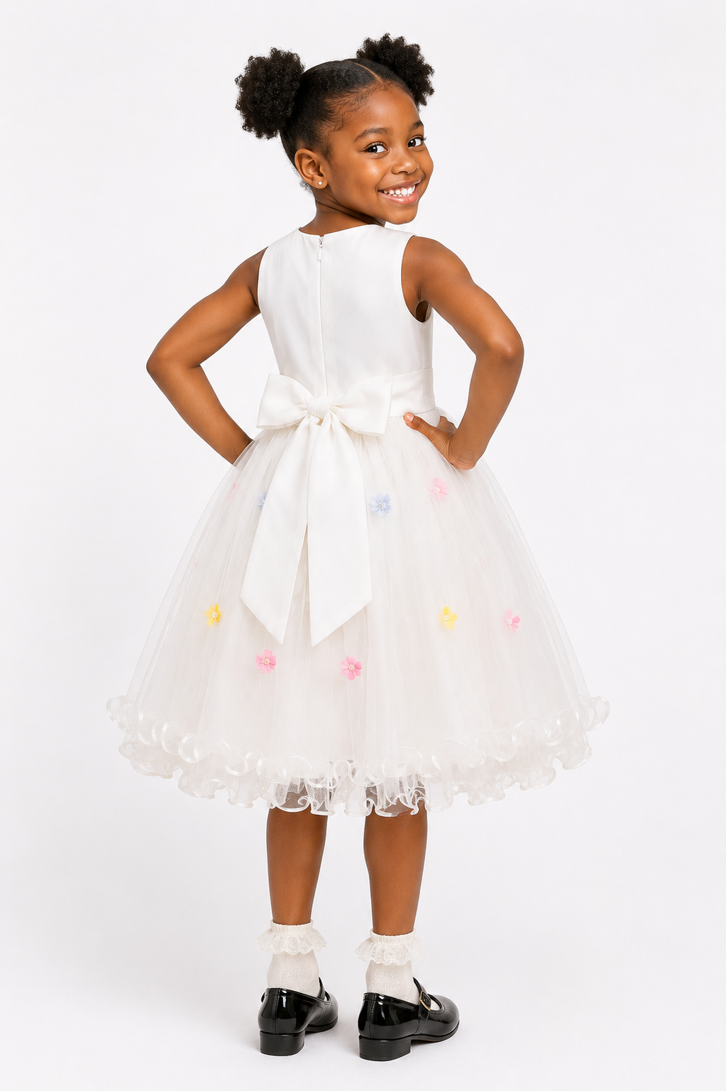 IVORY PETAL DRESS (4-10YRS) - MD13IVYIV