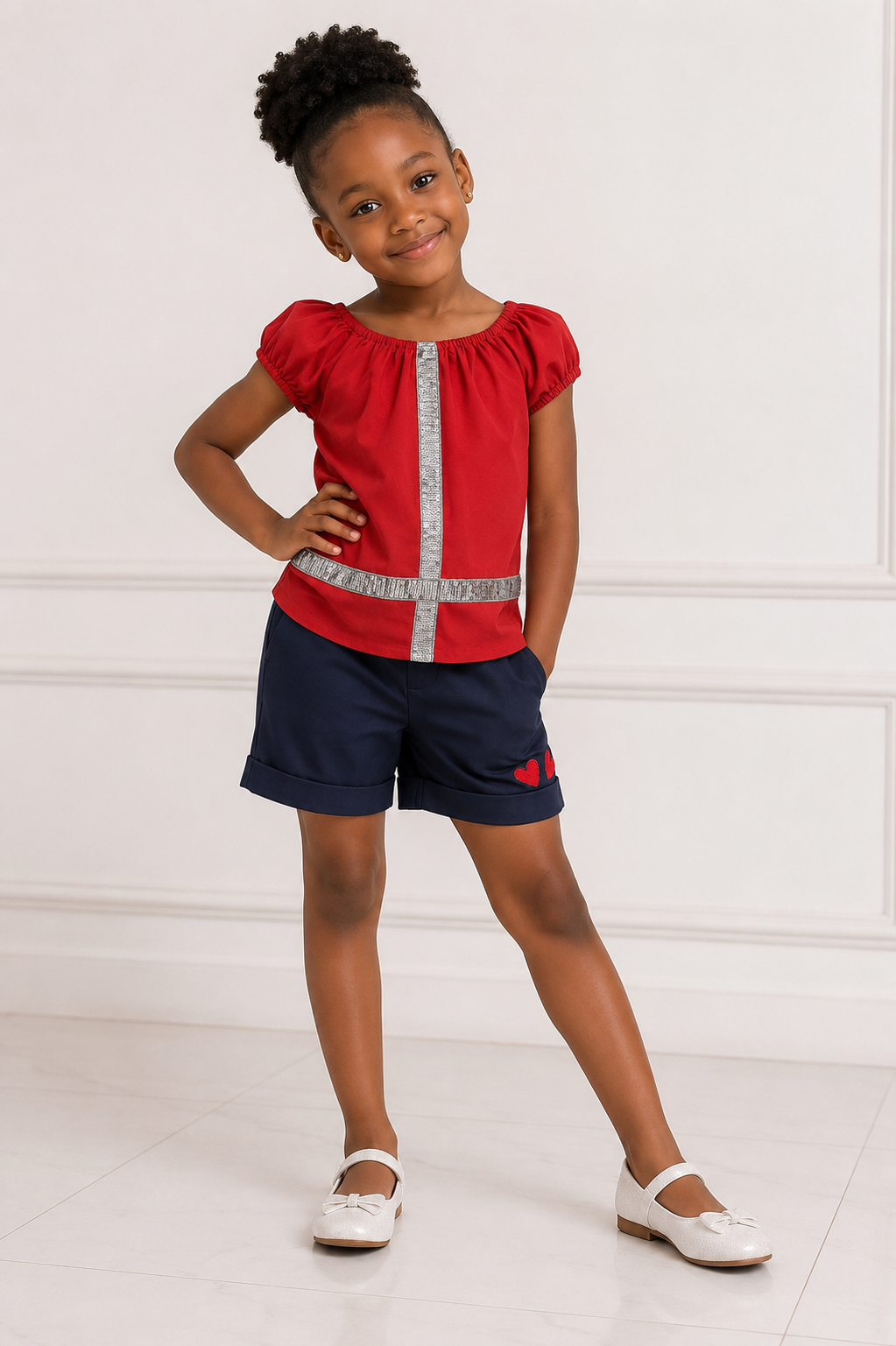 NAVY BLUE SWEETHEART GIRLS SHORTS - A151143NBL