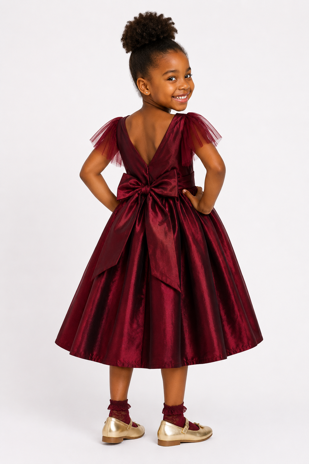 BURGUNDY CAMMIE PARTY DRESS A652BUR 2-6YRS