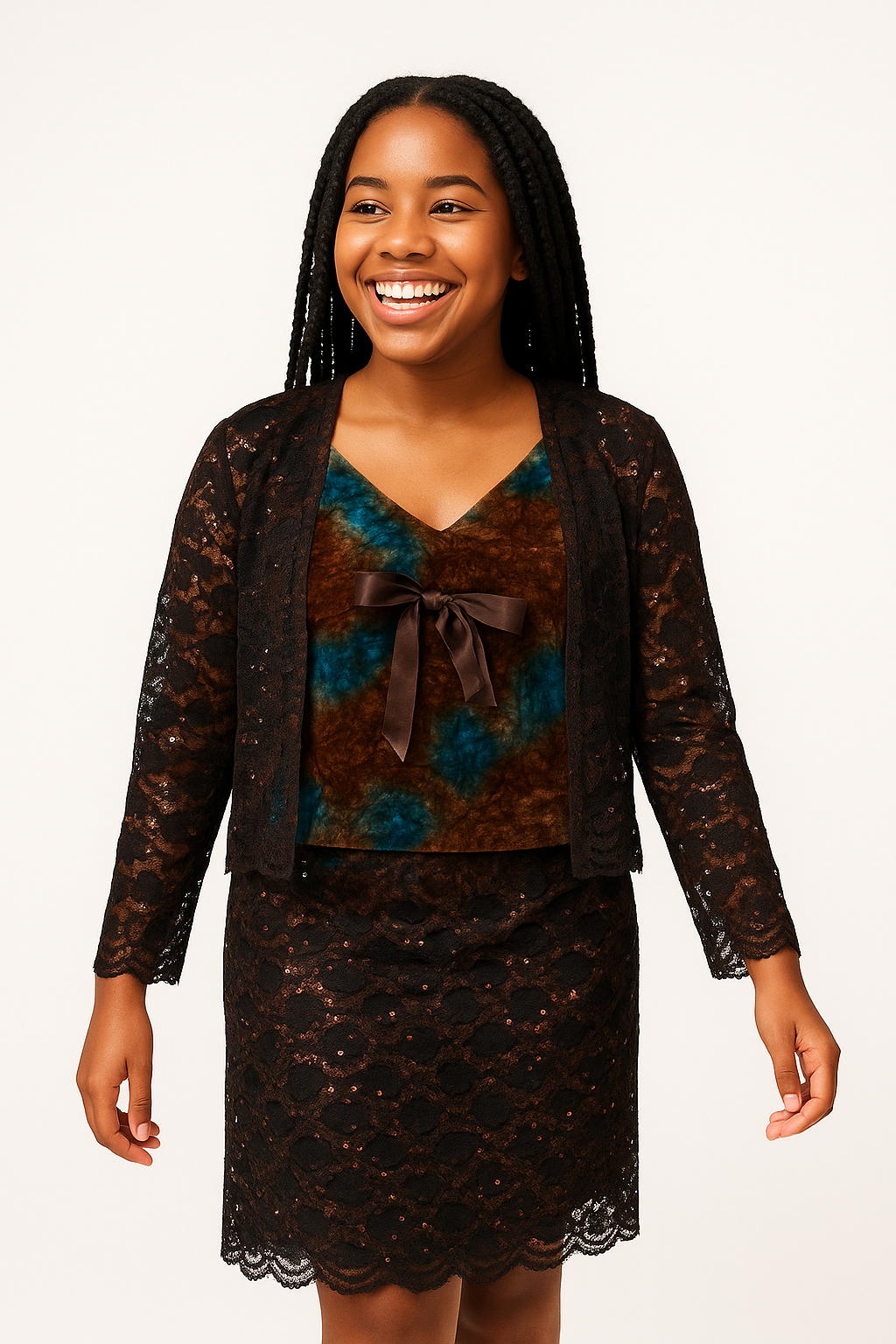 π MIDNIGHT SPARK SEQUIN LACE JACKET (3-14YR) - AGB17126064
