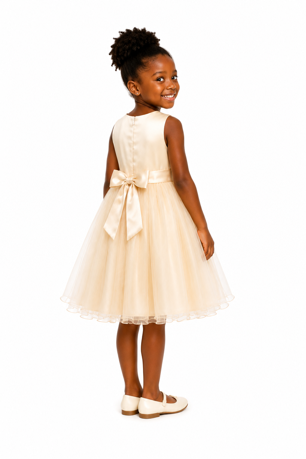 CREAM ANGELA BEADED PETAL DRESS - MD14CRM