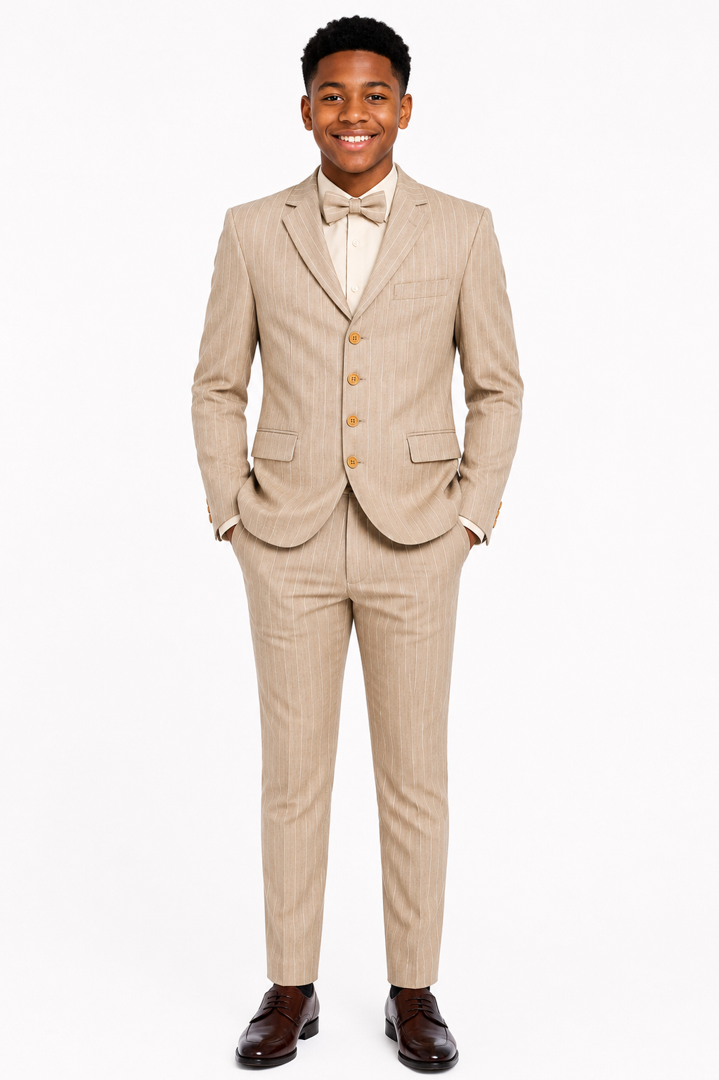 RICH CAMEL BROWN CENARIO BOYS' 3PC SUIT - MD3000CMBRN 10-16YRS