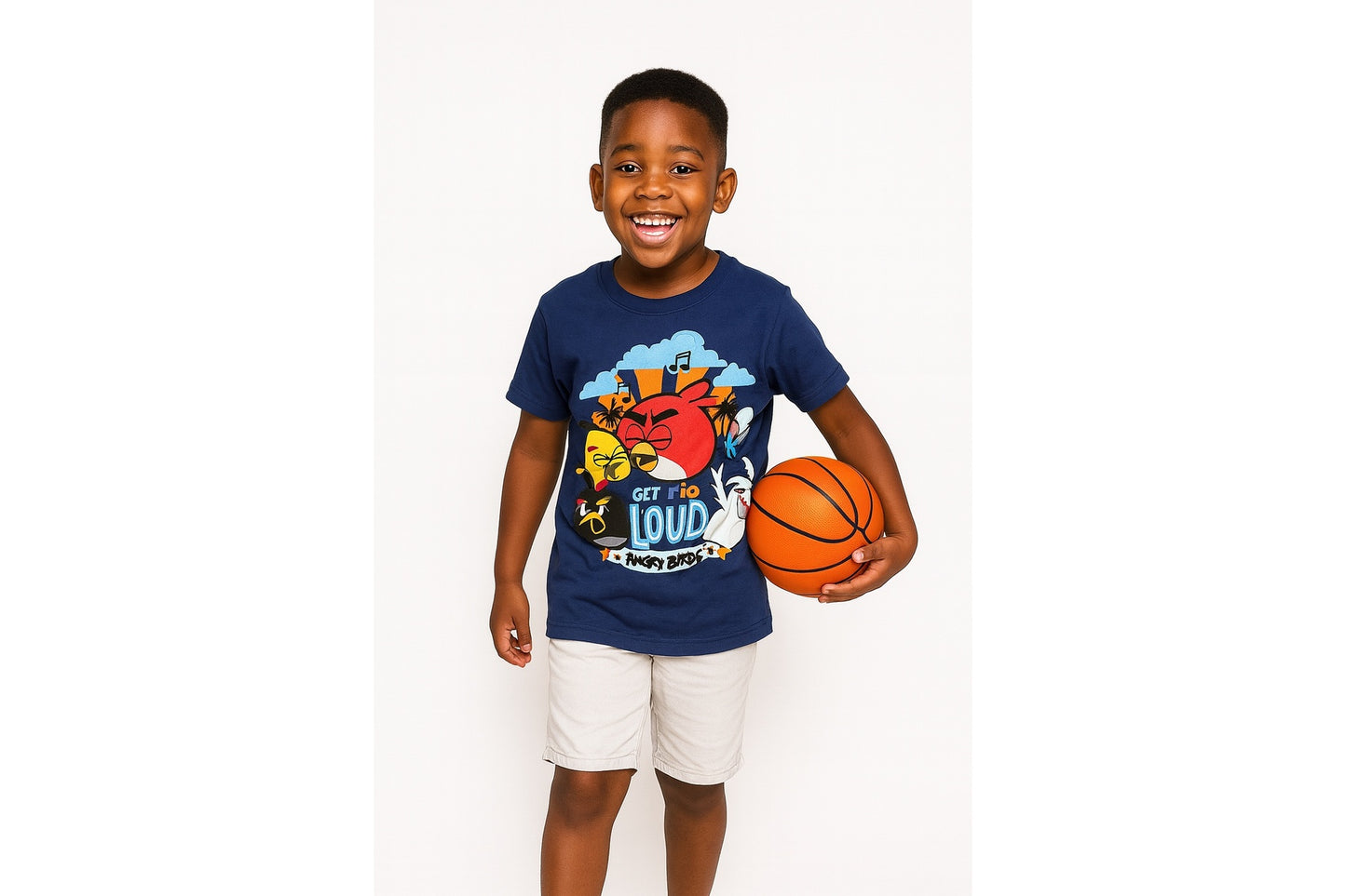 NAVY BLUE ANGRY BIRDS GRAPHIC TEE SHIRT - WSD102NBL
