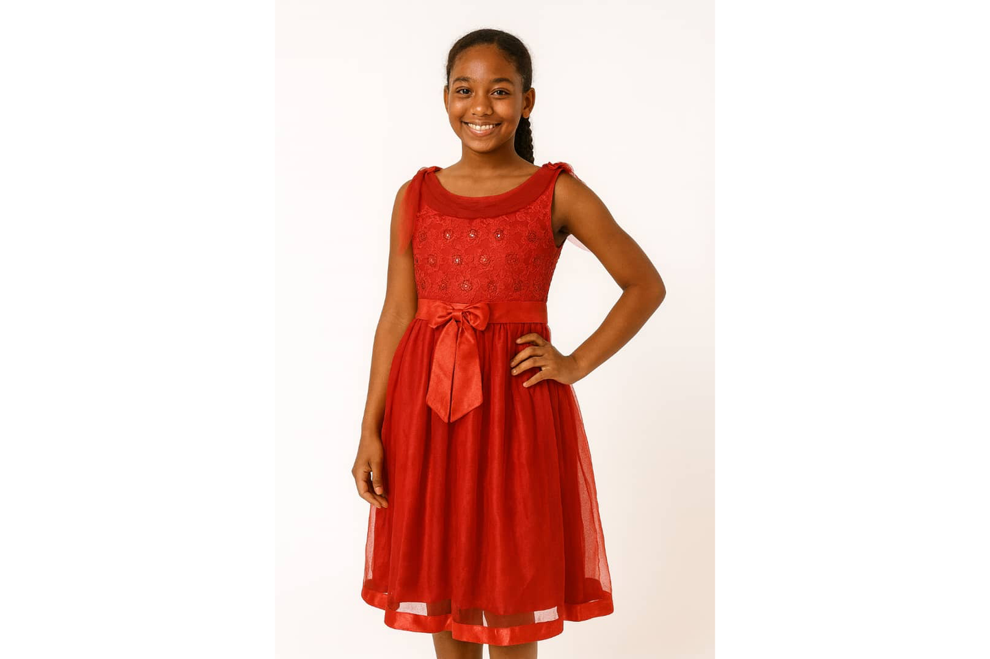 RED GRACIE LACE PARTY DRESS - A125RD