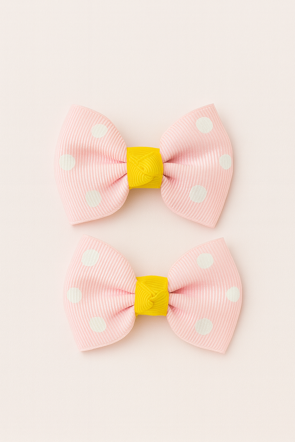 LIGHT PINK POLKA DOT TWIN HAIR BOWS - HB109PNK