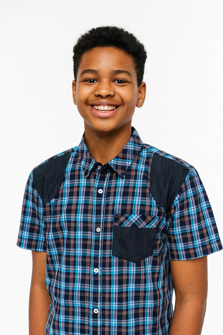 GENESIS BLUE CHECK SHORT SLEEVE SHIRT (12 - 16 YRS) MN330BLU