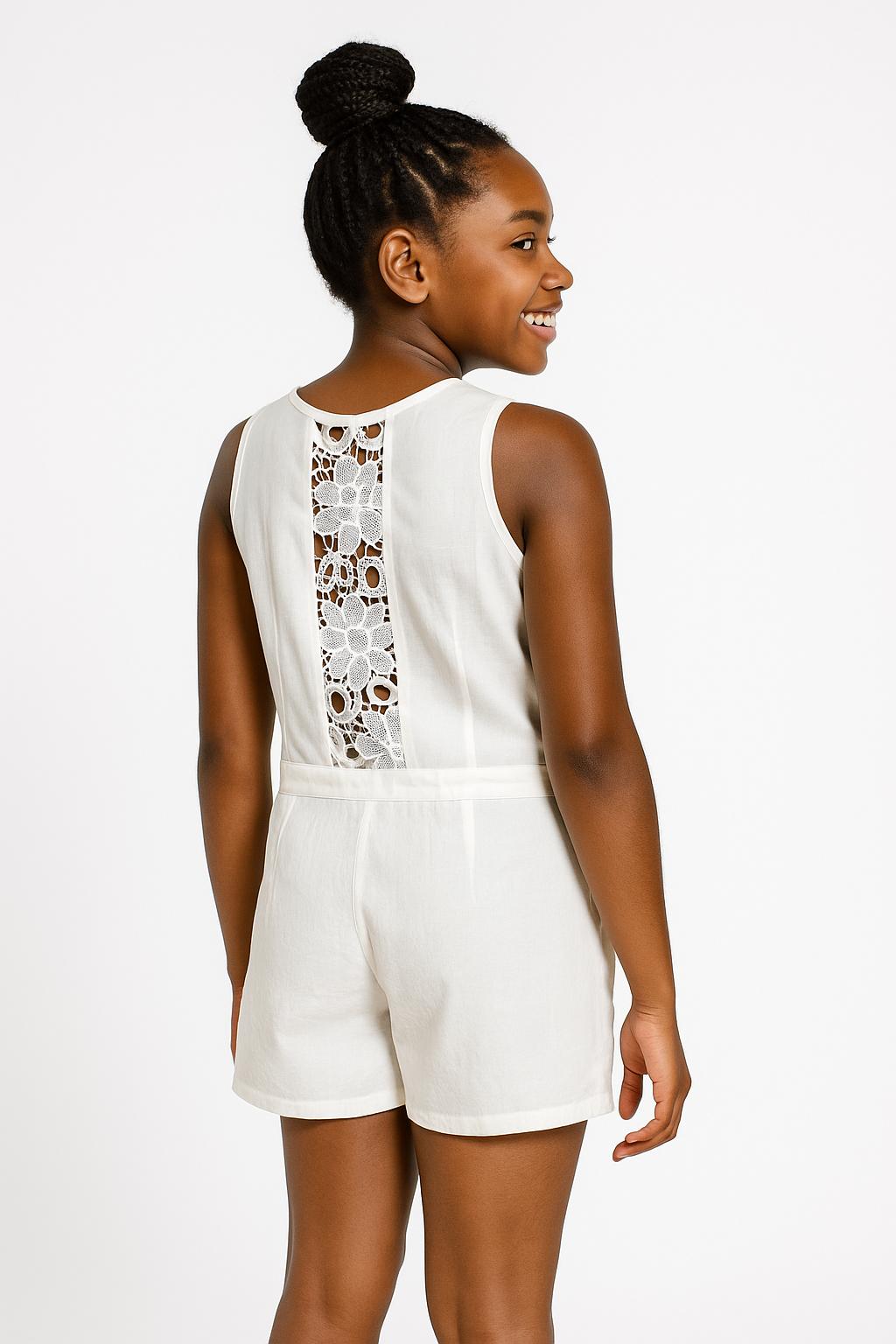IVORY LACE GIRLS PANTS SUIT A180IVY 3- 10YRS