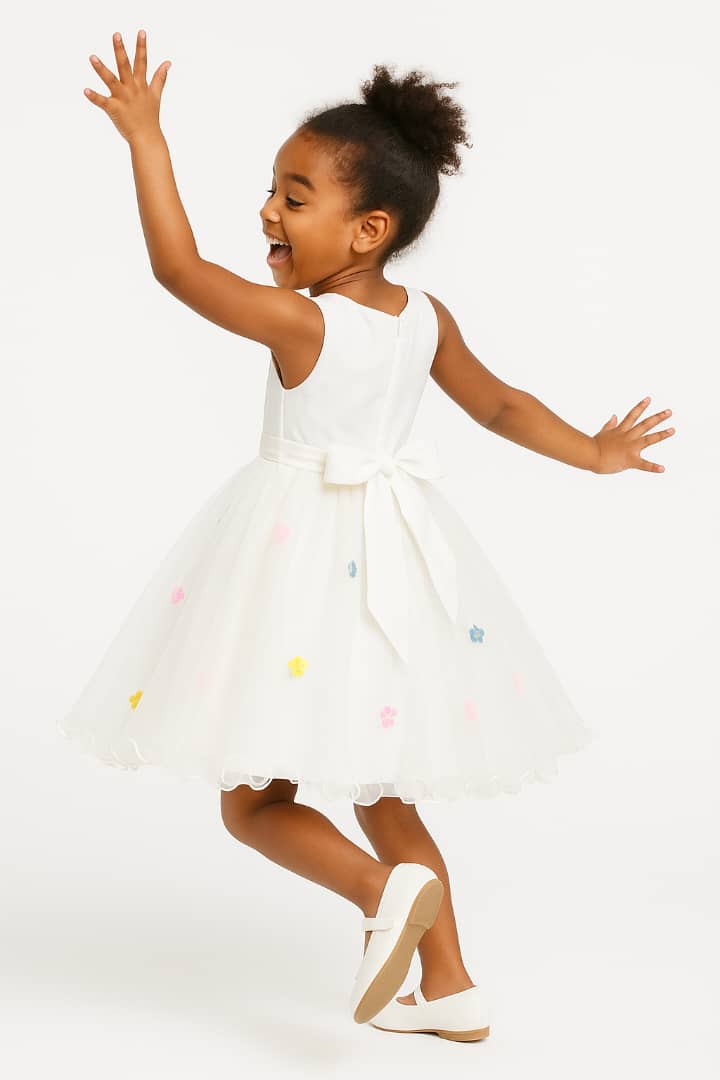 IVORY PETAL DRESS MD13IVY 4-10YRS