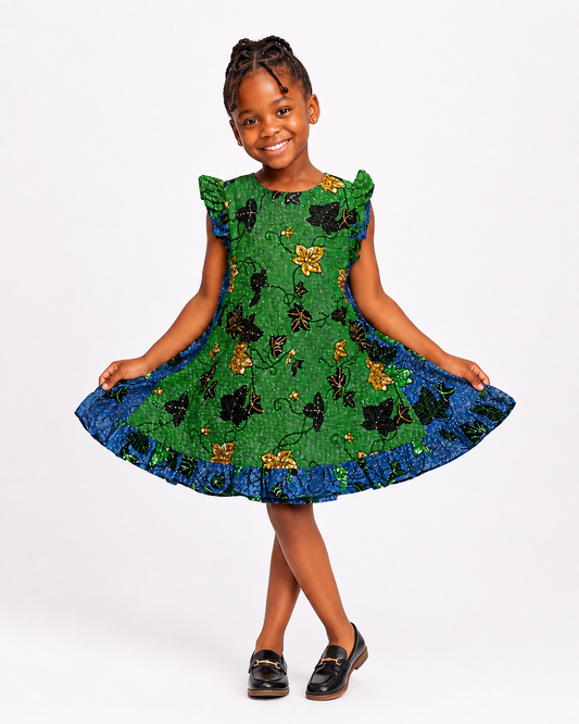 EMERALD DE"VINE" RUFFLE OMA DRESS - OM72737EMGR
