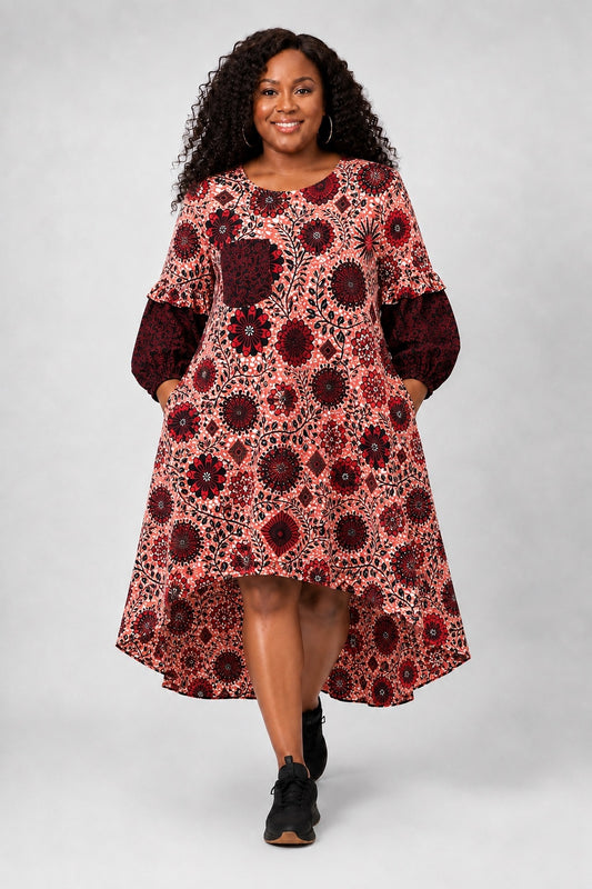 CHIDERA ROSEWOOD BLOOM HI-LO OMA DRESS - A80826CHRW