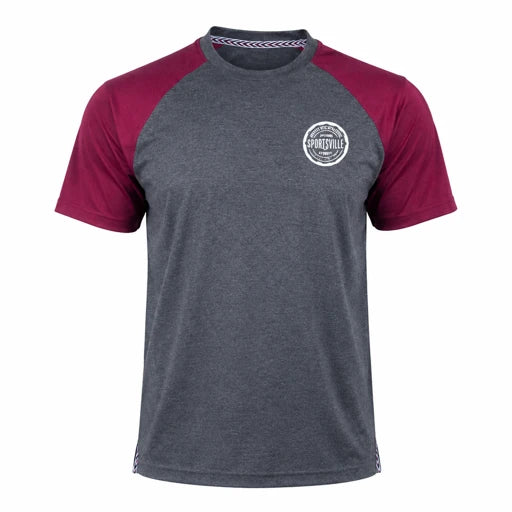 DARK GREY/BURGUNDY BROOKSVILLE T SHIRT : BT204 8-16YRS