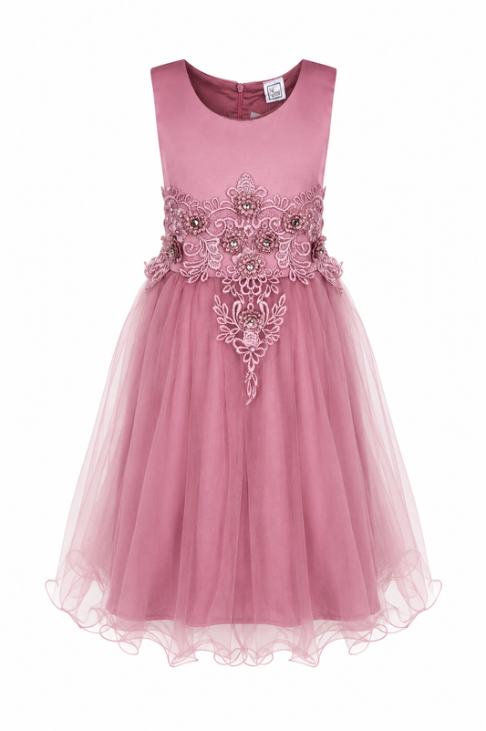 BLUSH ROSE ALIYAH STONED PETAL DRESS MD18PNK 3-10YRS