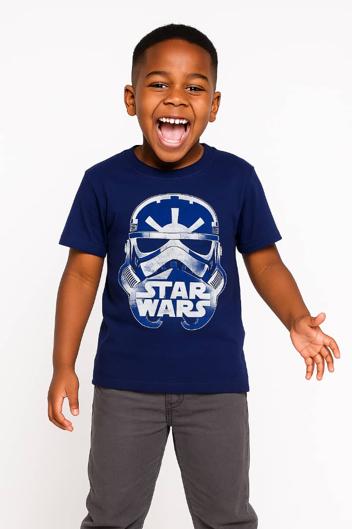 NAVY BLUE STAR WARS TEE SHIRT - BTP73NBL   4-16YRS