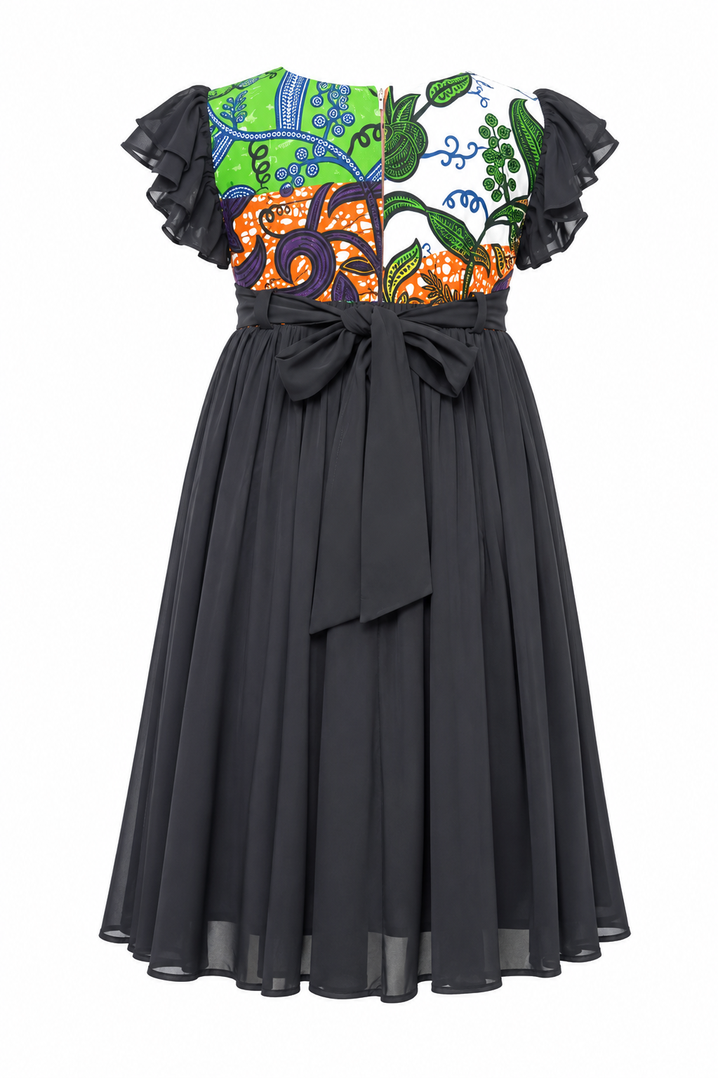 NNE OMA HERITAGE FLUTTER DRESS - MN311CHMXBLK
