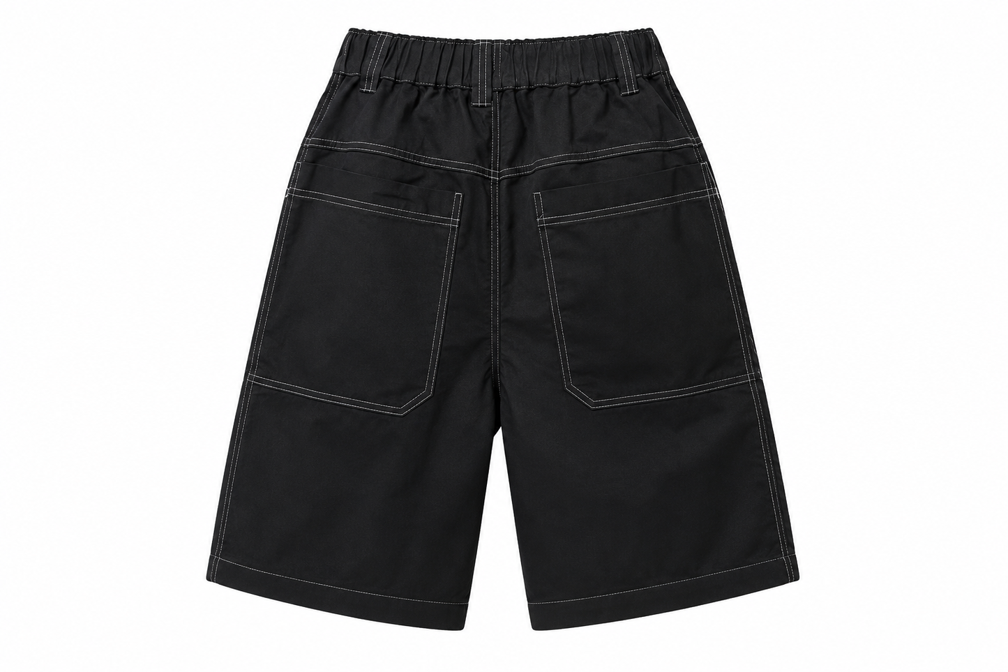 BLACK/CHARCOAL GREY STITCH DETAIL SHORTS - B02GRTSTLBLK