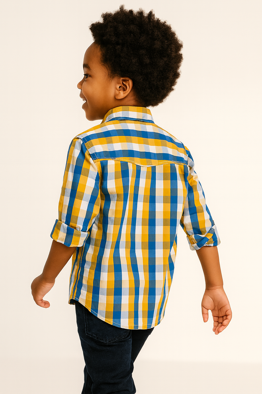 SUNSHINE BOYS' CHECK LONG SLEEVE SHIRT - G10415334MUSBL  1YR-10YR