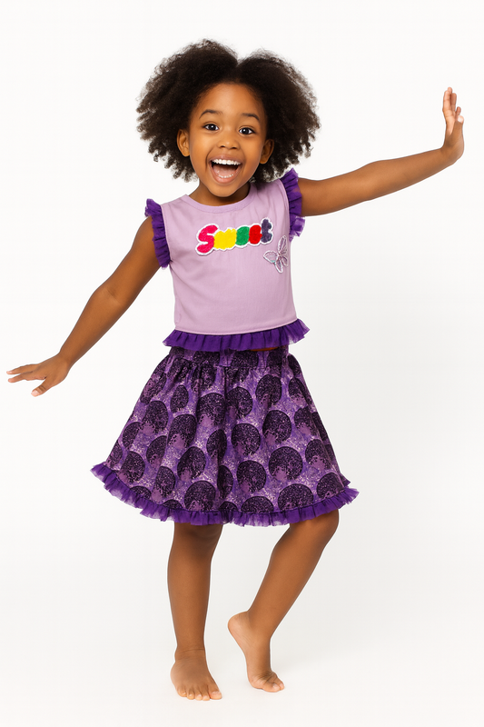 PURPLE RASHIDA OMA SKIRT SET E299PPL 2-8YRS