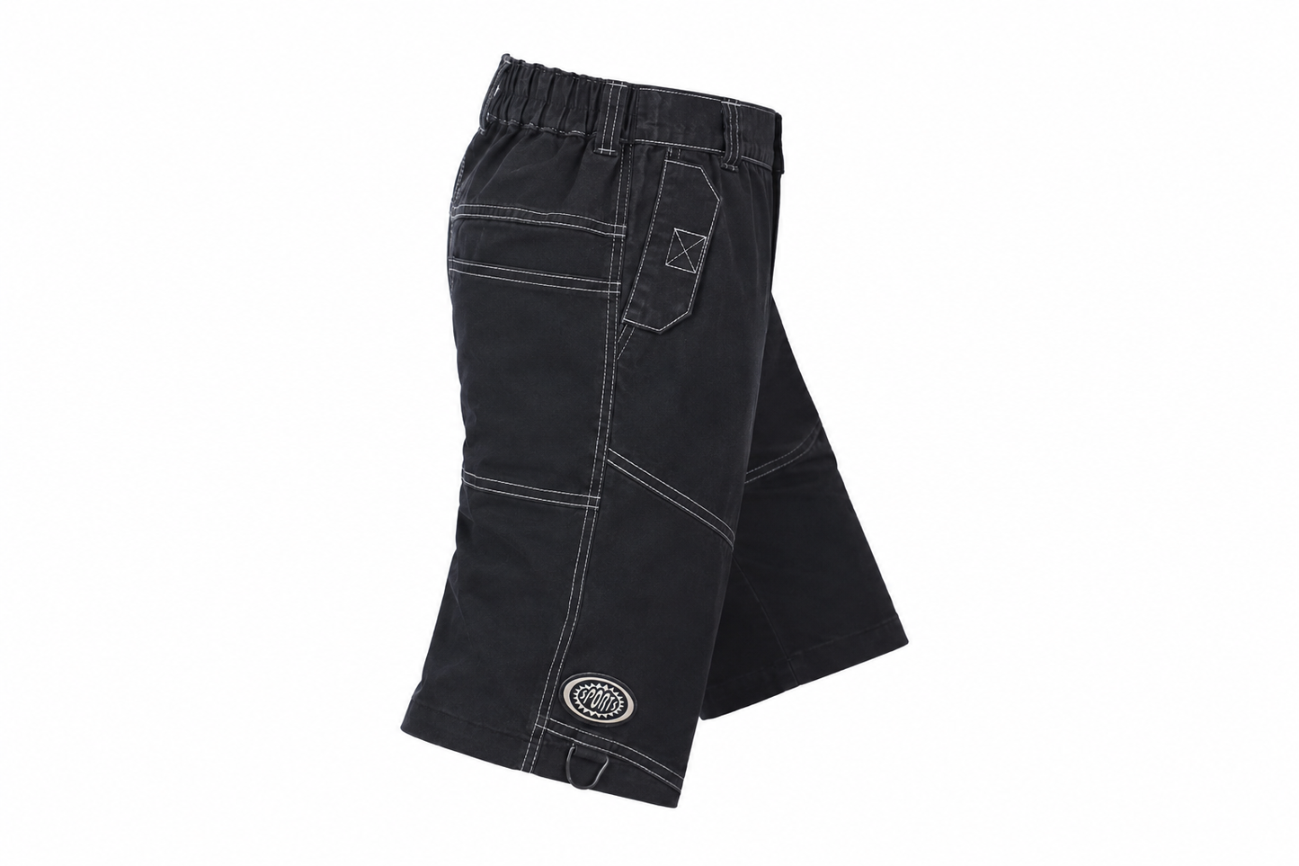 BLACK/CHARCOAL GREY STITCH DETAIL SHORTS - B02GRTSTLBLK