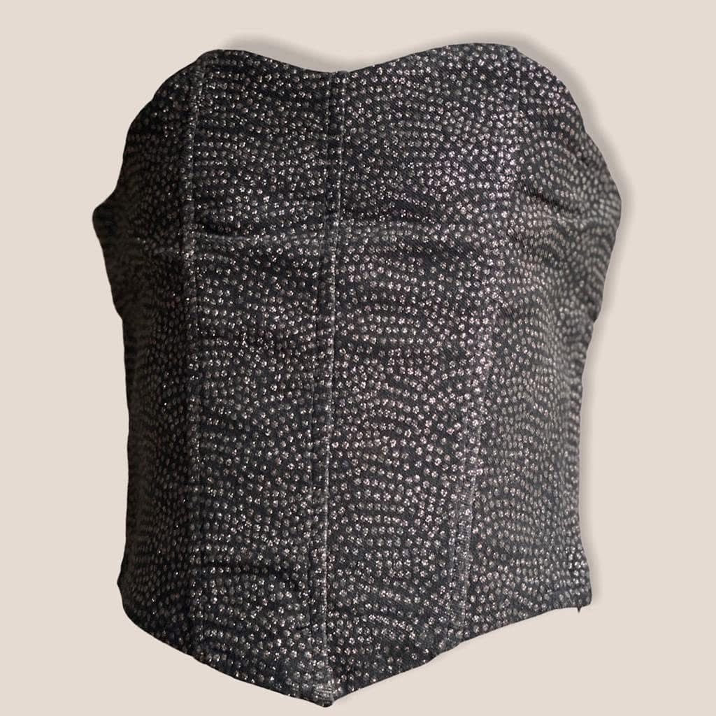 BLACK SHINY BUSTIER TOP  (5-12 yrs) - D205SHYBLKG