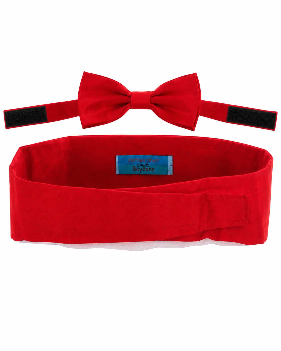 CRIMSON RED CUMMERBUND & BOW TIE SET - CMBND561RD19814