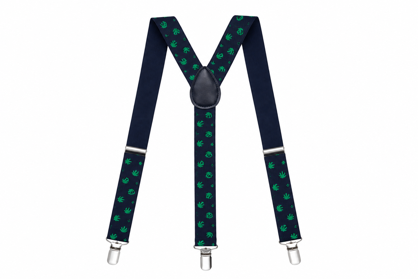 SWEET GREEN LEAF PRINT SUSPENDERS - B49MNBLKGRNLF