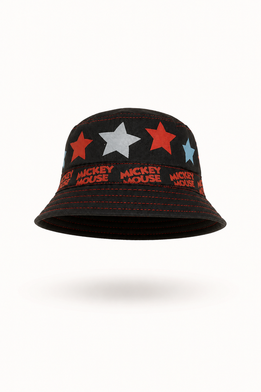 CHARCOAL BLACK MICKEY MOUSE STAR BUCKET HAT - DS100CHGRY