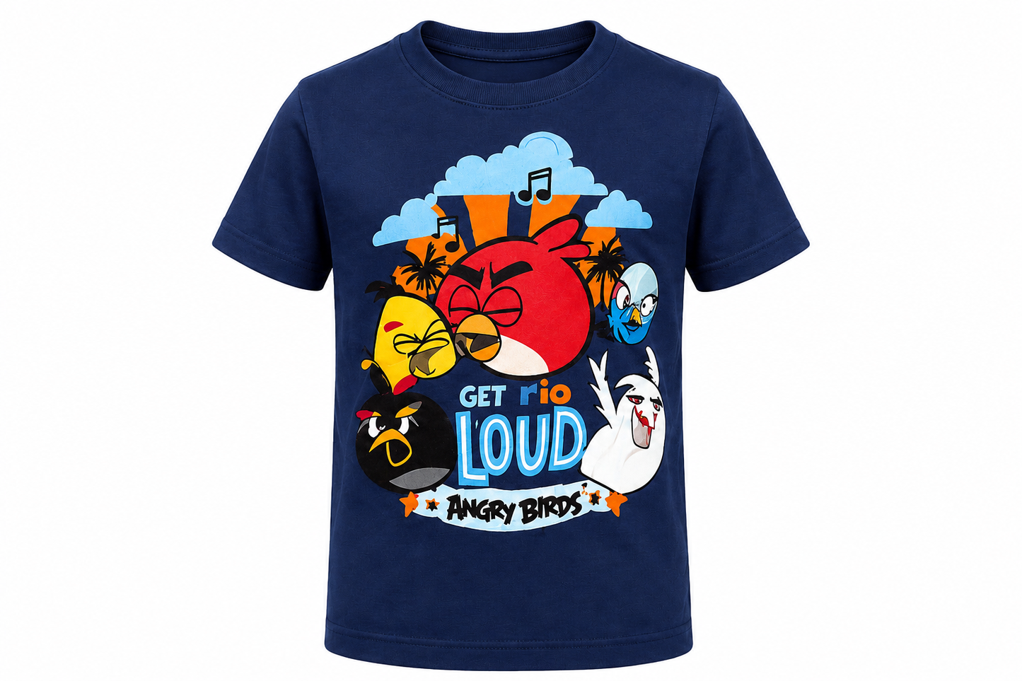 NAVY BLUE ANGRY BIRDS GRAPHIC TEE SHIRT - WSD102NBL