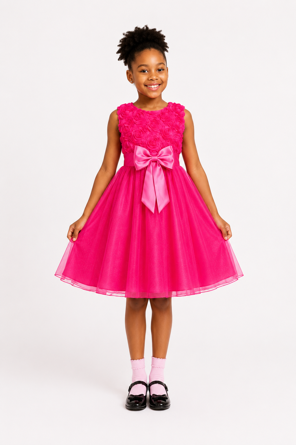 FUCHSIA ROSETTE PRINCESS PARTY DRESS - MSDRCRS 12MTH- 10YR
