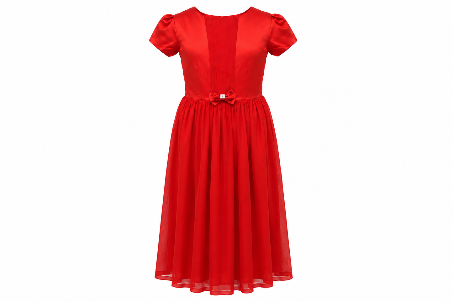 RED BOTEE SATIN & CHIFFON MIX PARTY DRESS - A814RED