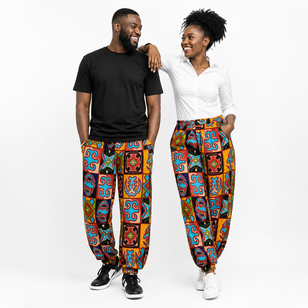 MOSAIC KENTE PRINT UNISEX JOGGER TROUSERS - OMA1000MTIC