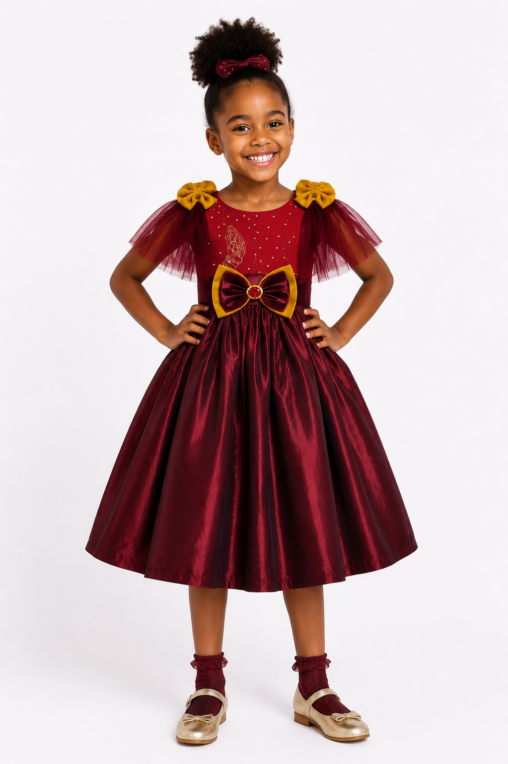 BURGUNDY CAMMIE PARTY DRESS A652BUR  2-6YRS