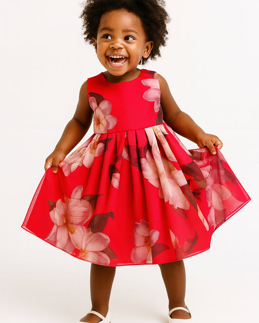RED FLORAL ROYAL DRESS A200RDFL 18MTHS-5YRS