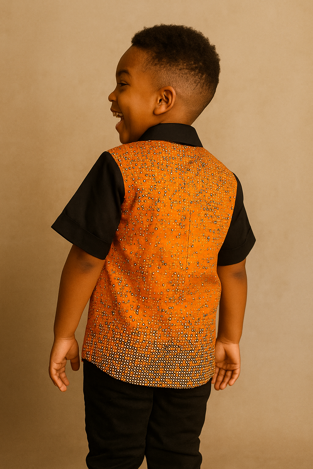 ORANGE IYI OMA SHORT SLEEVE SHIRT A132ORG  2-8YRS