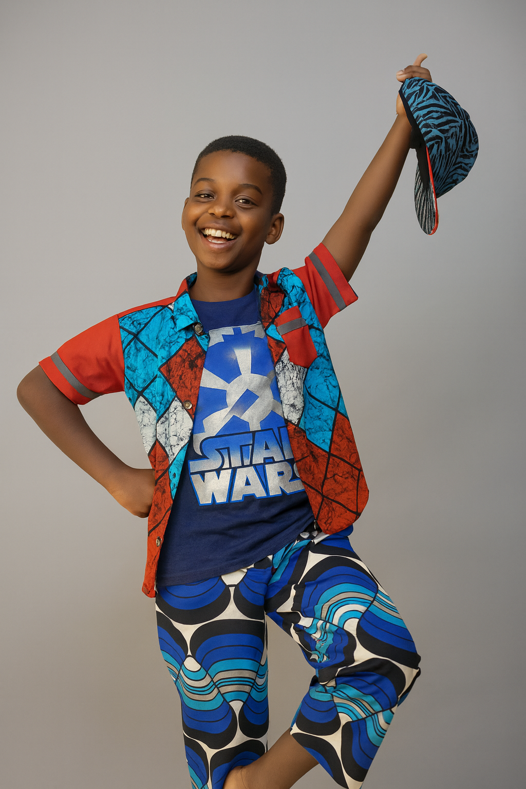 BLUE BAMIDELE 3/4 ANKARA SHORTS OMABSH100 6-12YRS