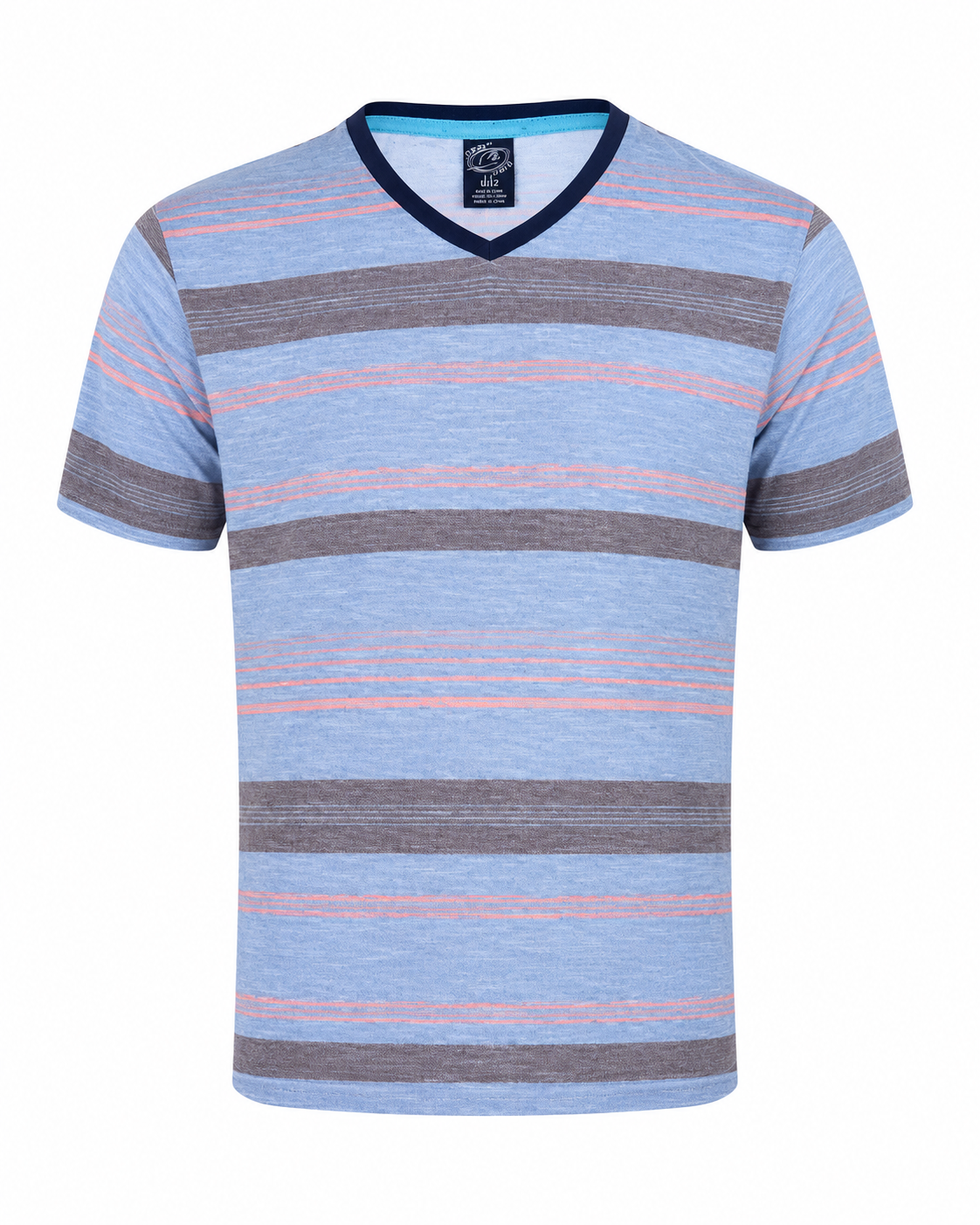 BLUE STRIPPED V NECK TEE SHIRT - WSD104