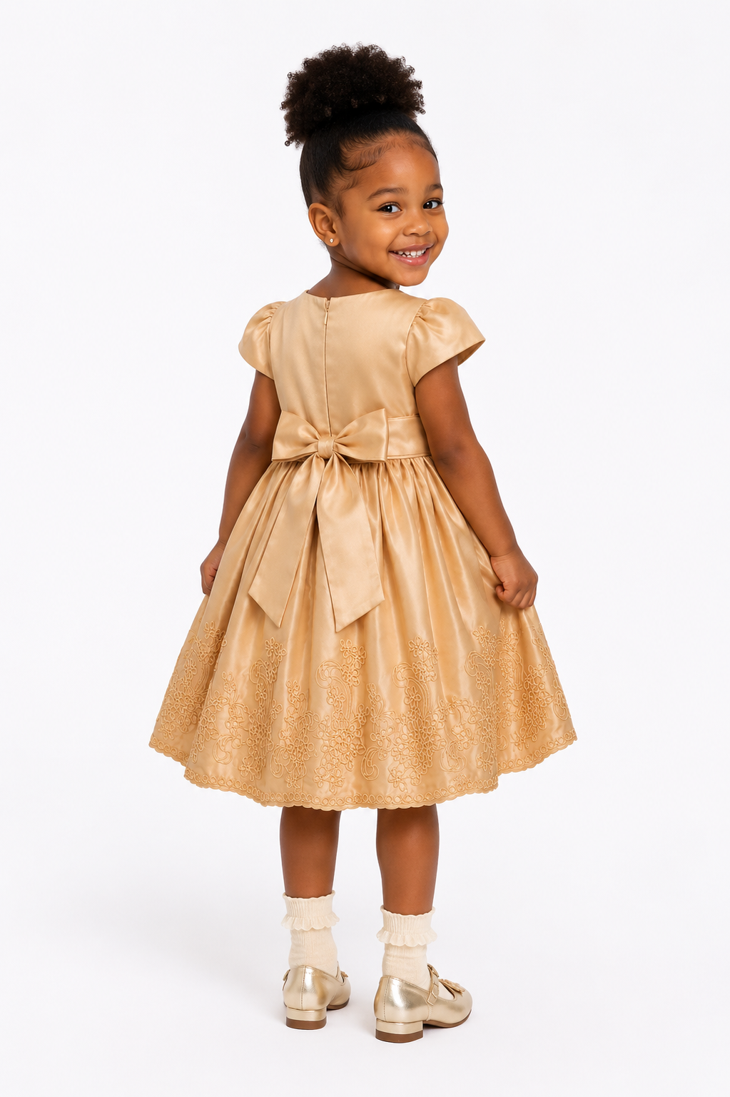 CARA BEADED GOLD DRESS MD055GLD 0MTH-2YR