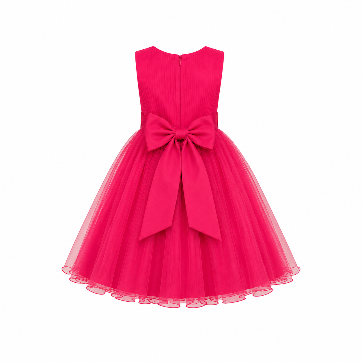 RICH FUCHSIA PINK PRINCESS DOUBLE BOW DRESS - MD859FPNK