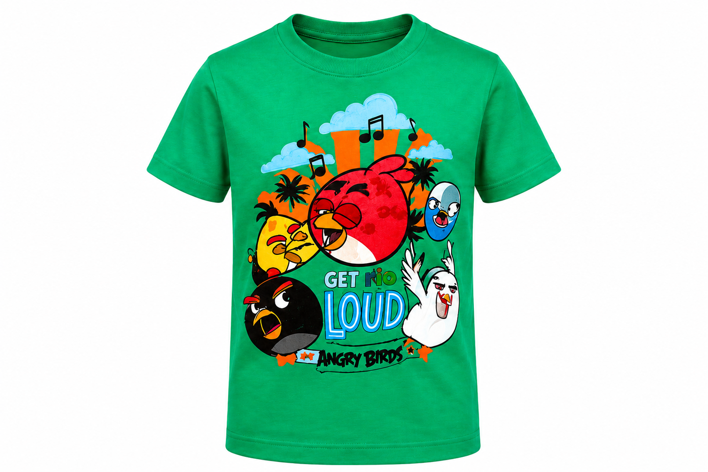 GREEN ANGRY BIRDS GRAPHIC TEE SHIRT - WSD102GRN