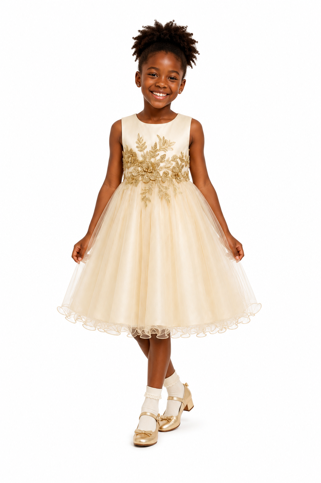 CREAM ANGELA BEADED PETAL DRESS - MD14CRM