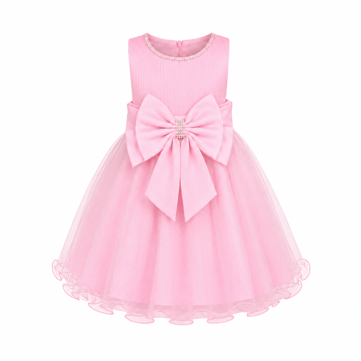 LIGHT PINK PRINCESS DOUBLE BOW PARTY DRESS - MD859LPNK