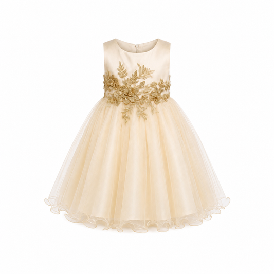 CREAM ANGELA BEADED PETAL DRESS - MD14CRM