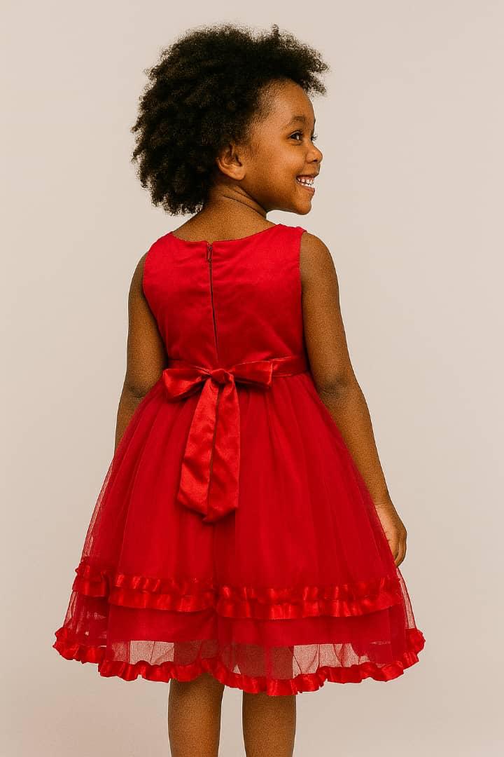 RED BOW DETAIL DRESS MS3301RD 3-8YRS
