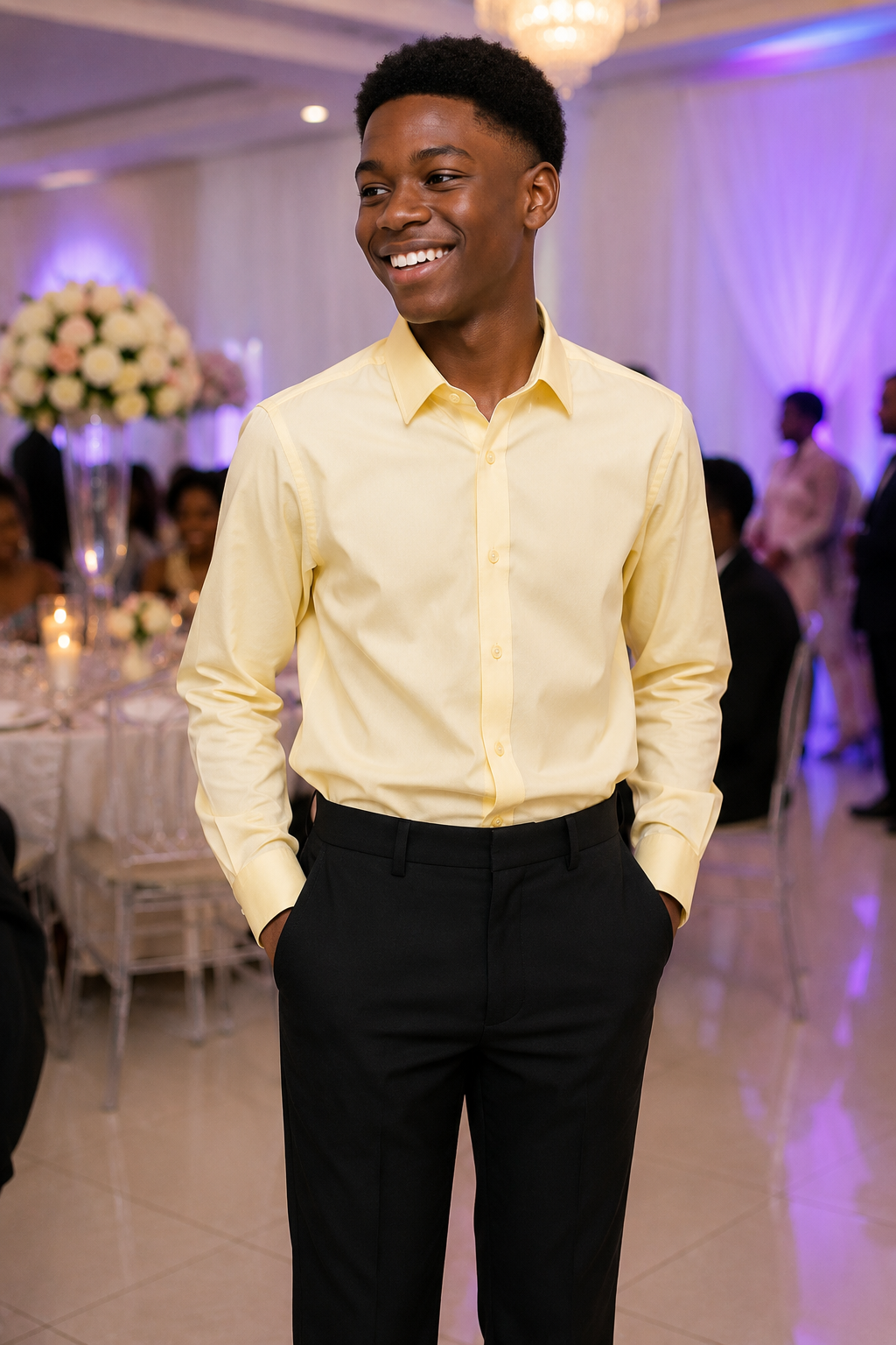 CREAMY YELLOW BUTTER "LONG SLEEVE DRESS SHIRT - GDS101CRYEL