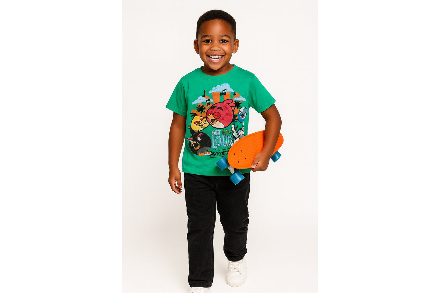 GREEN ANGRY BIRDS GRAPHIC TEE SHIRT - WSD102GRN