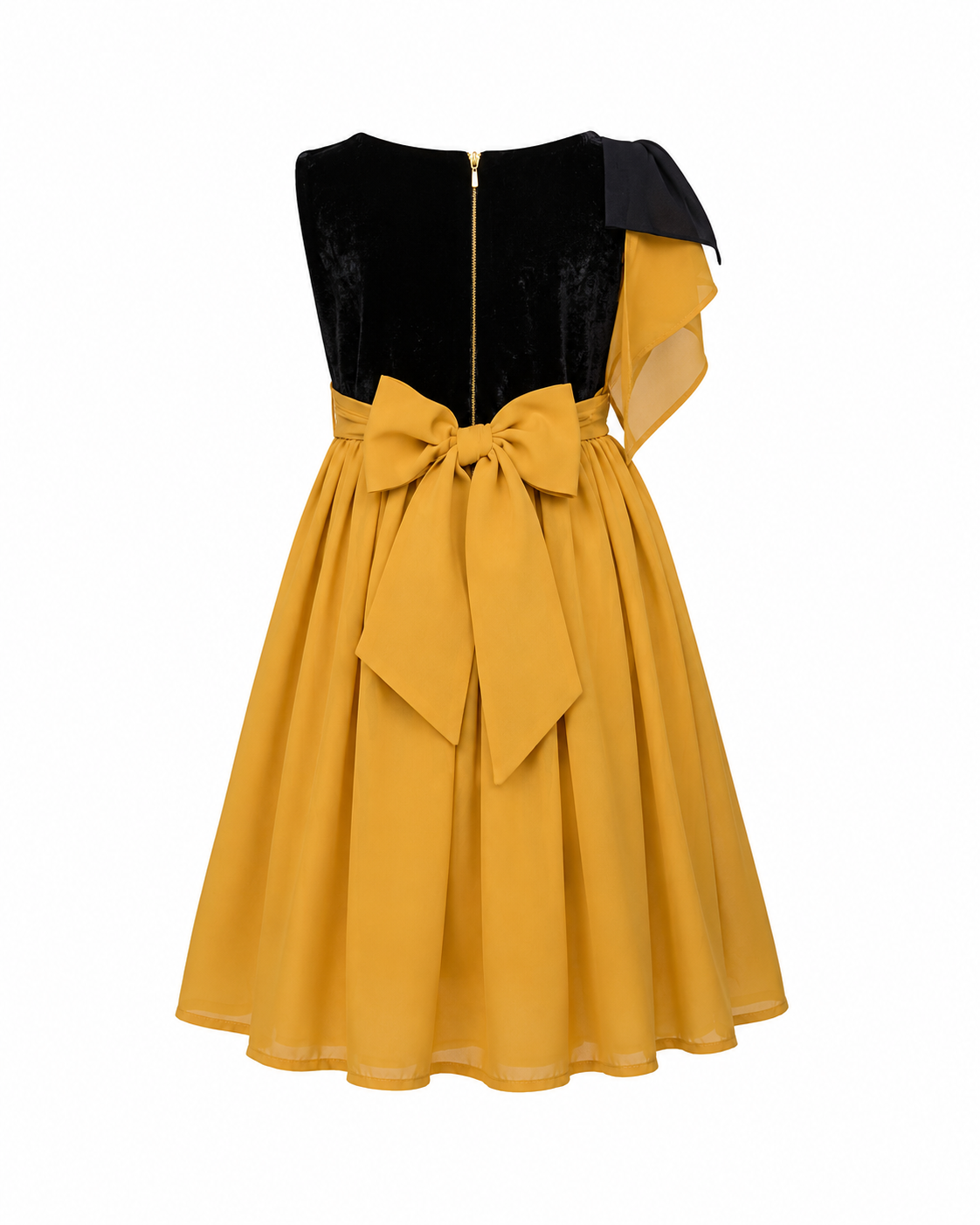 MUSTARD & BLACK LACE OCCASION DRESS- 385MBLC  3-16YRS