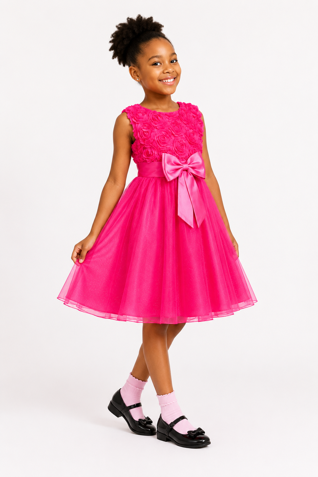 FUCHSIA ROSETTE PRINCESS PARTY DRESS - MSDRCRS 12MTH- 10YR