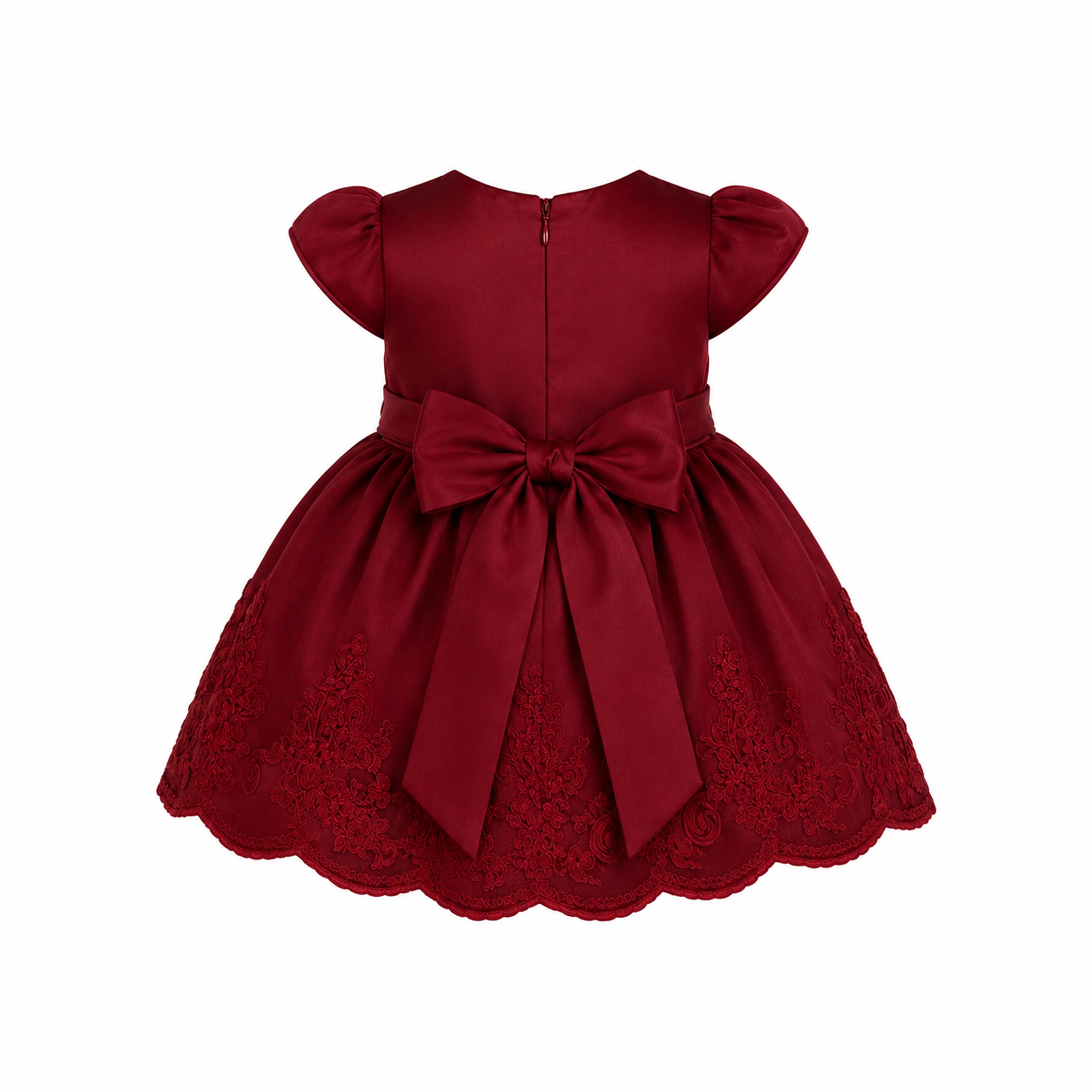 CARA BEADED DRESS BURGUNDY MD055BDY 0MTH-2YR