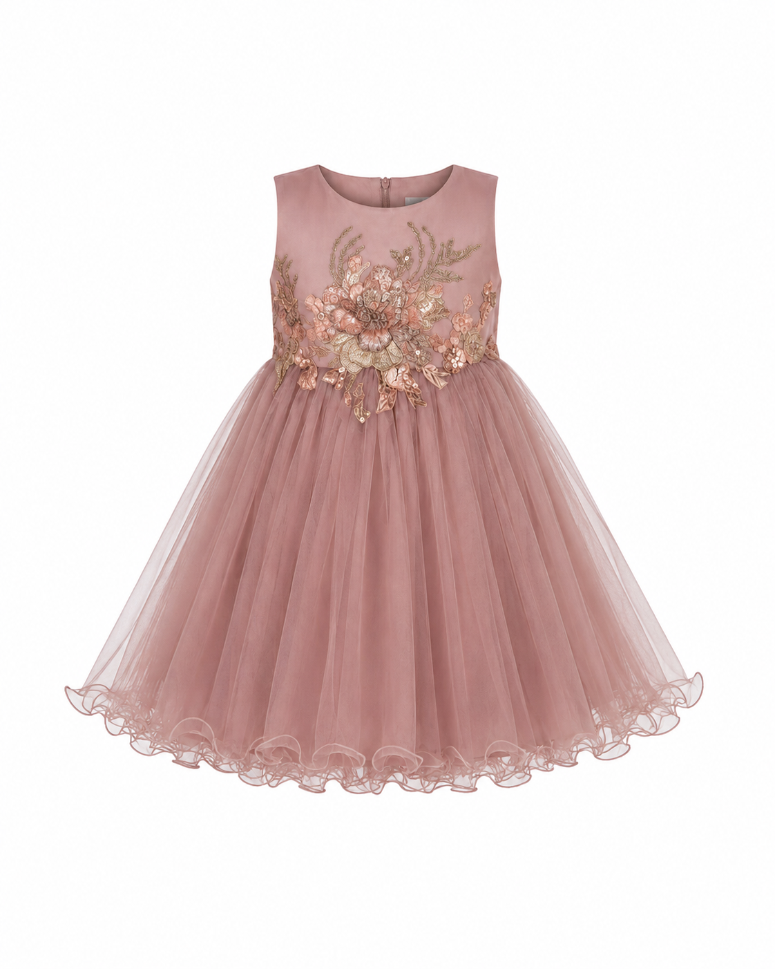 DUSTY MAUVE ANGELA BEADED PETAL DRESS - MD14DMVE