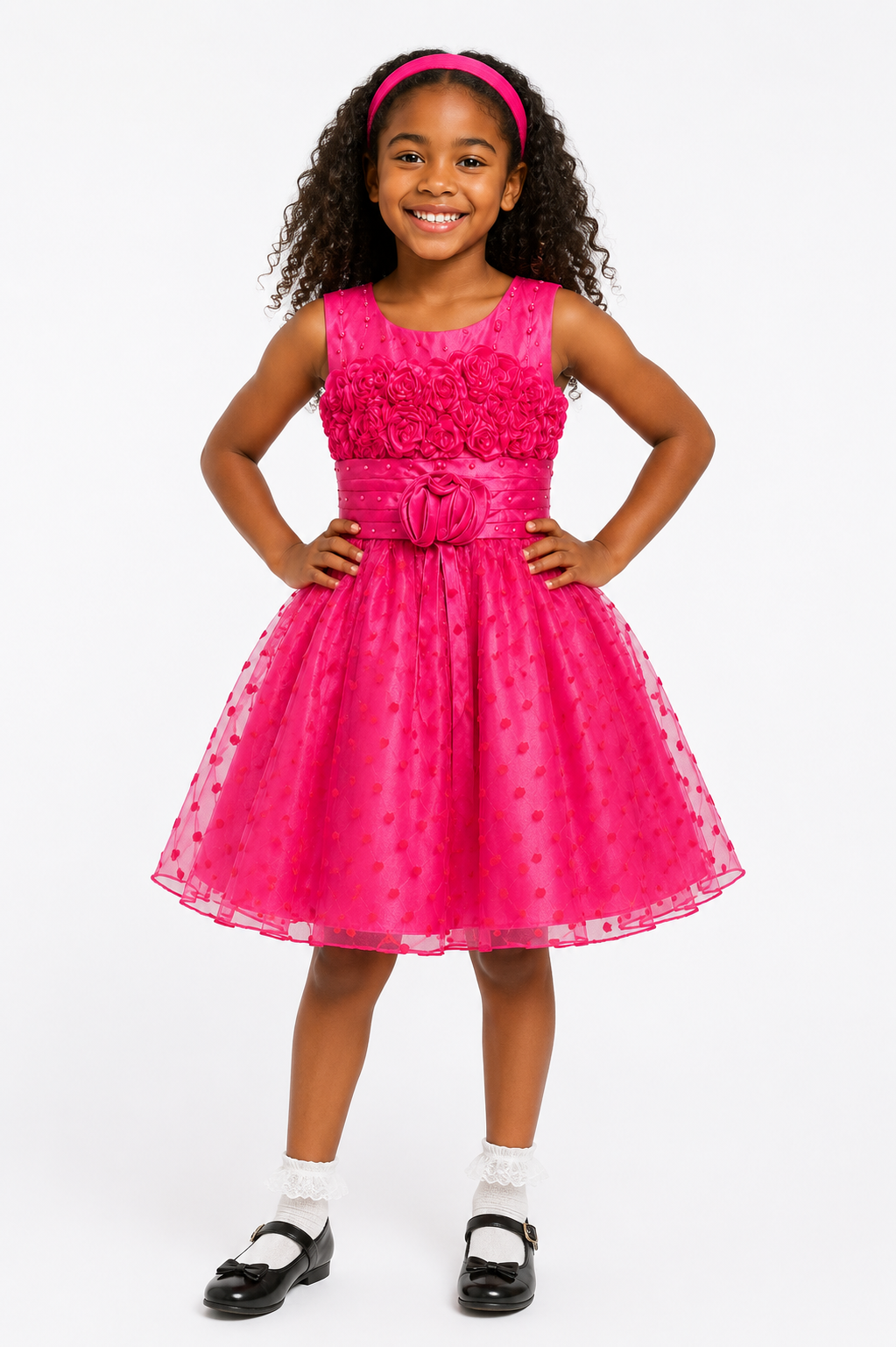 PINK ROSETTE PARTY HEART DRESS MS6022PNK 0mth-8YRS