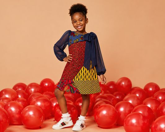 OMA KHADIJAH CHIFFON MIX DRESS A159  4-8YRS